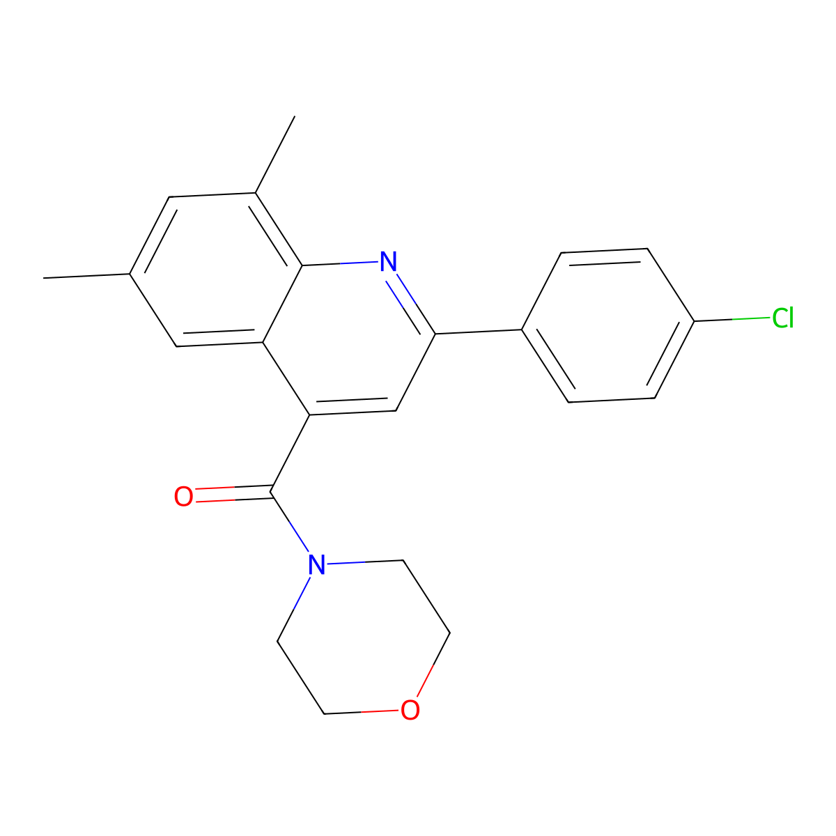[2-(4-Chlorophenyl)-6,8-dimethylquinolin-4-yl]-morpholin-4-ylmethanone molecular structure, CAS 690225-58-2