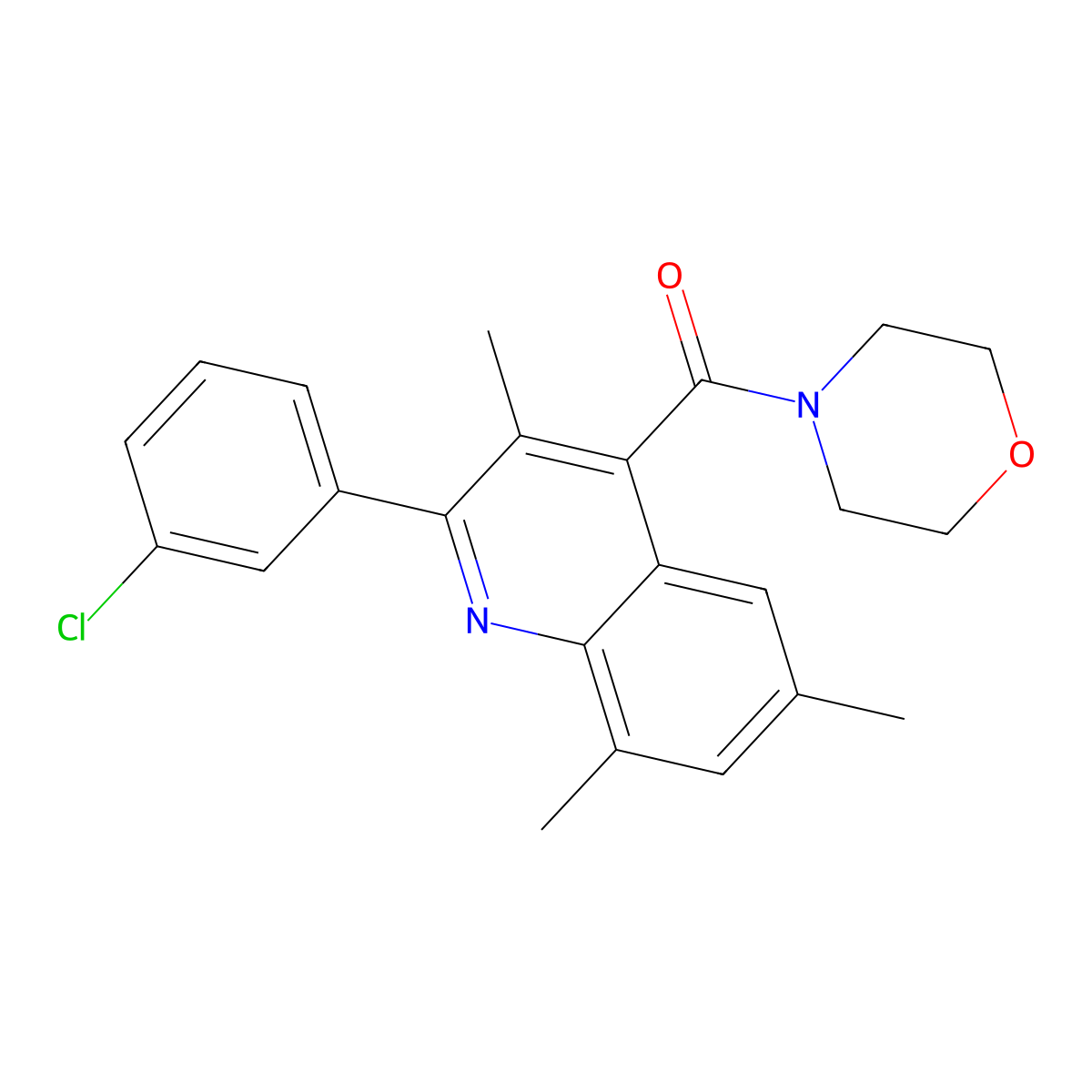 [2-(3-Chlorophenyl)-3,6,8-trimethylquinolin-4-yl]-morpholin-4-ylmethanone molecular structure, CAS 690225-59-3