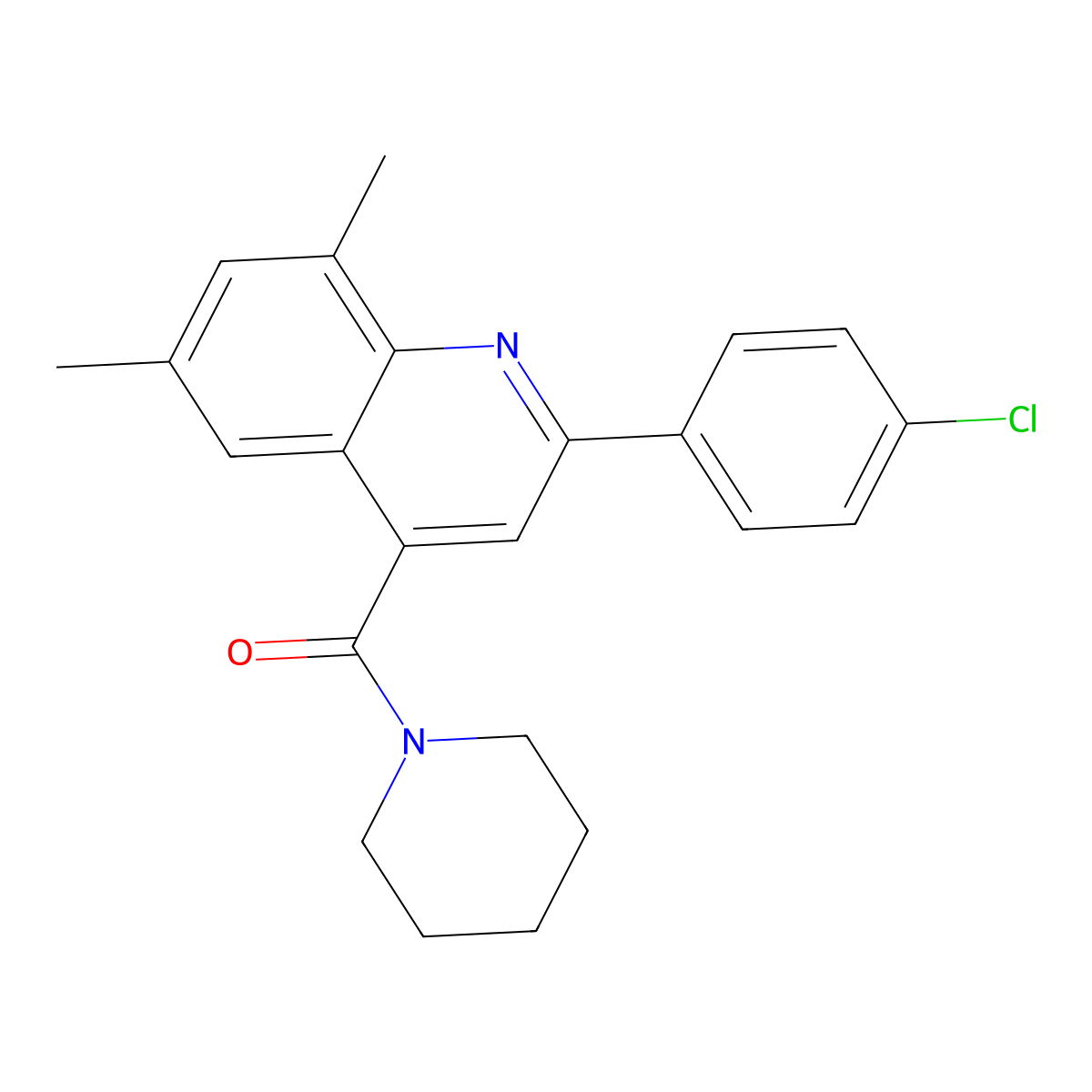 [2-(4-Chlorophenyl)-6,8-dimethylquinolin-4-yl]-piperidin-1-ylmethanone molecular structure, CAS 690225-61-7