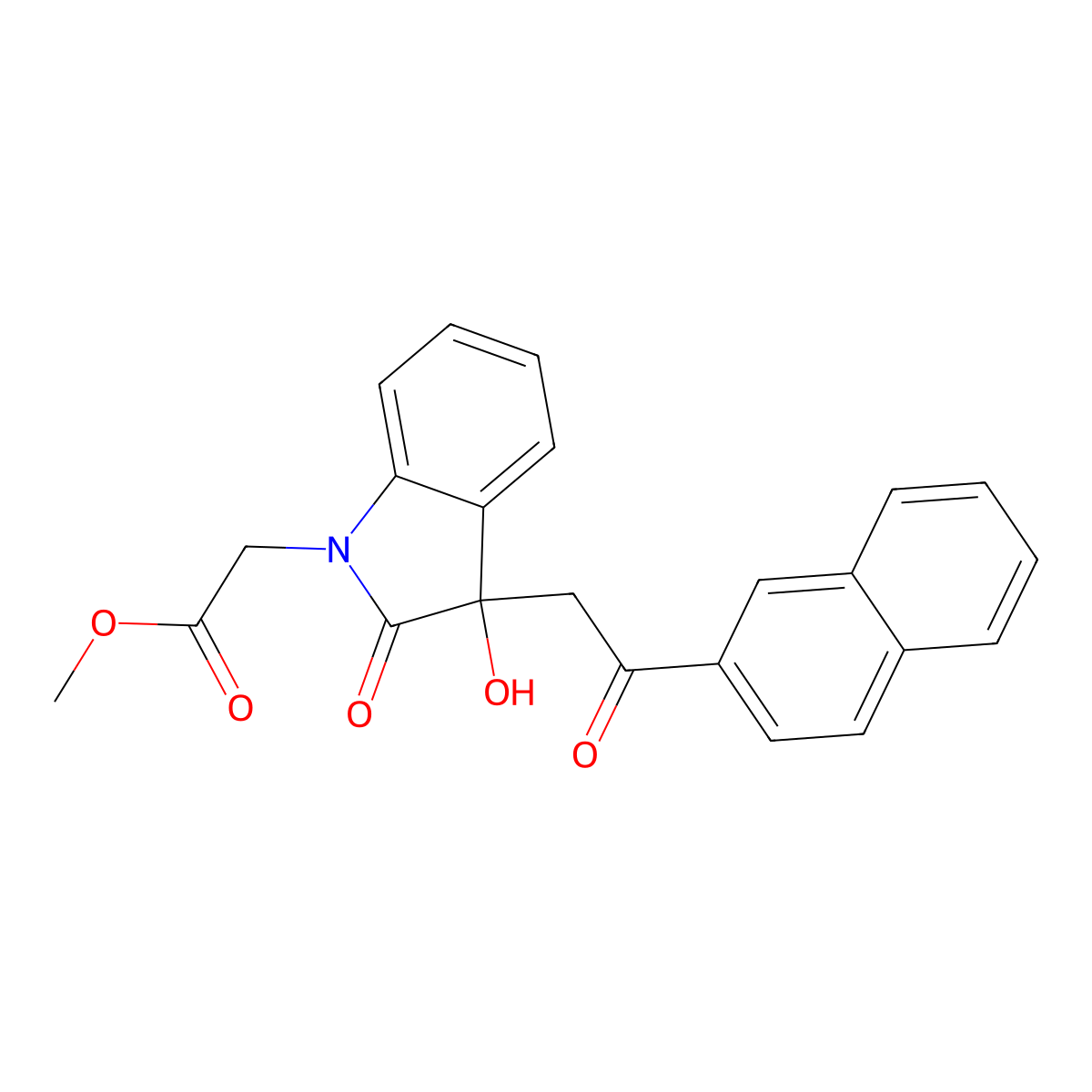 methyl {3-hydroxy-3-[2-(naphthalen-2-yl)-2-oxoethyl]-2-oxo-2,3-dihydro-1H-indol-1-yl}acetate molecular structure, CAS 690226-94-9