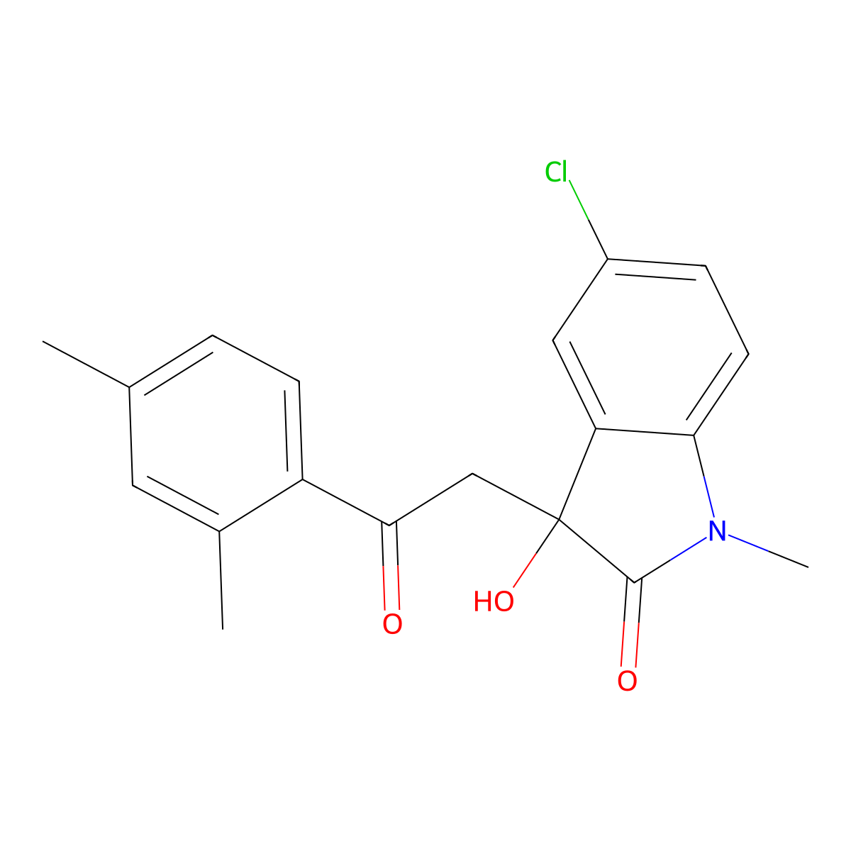 5-chloro-3-[2-(2,4-dimethylphenyl)-2-oxoethyl]-3-hydroxy-1-methyl-1,3-dihydro-2H-indol-2-one molecular structure, CAS 690227-08-8