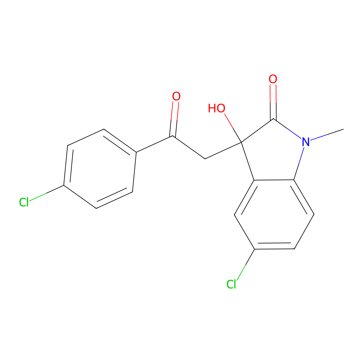5-Chloro-3-[2-(4-chlorophenyl)-2-oxoethyl]-3-hydroxy-1-methylindol-2-one molecular structure, CAS 690227-10-2