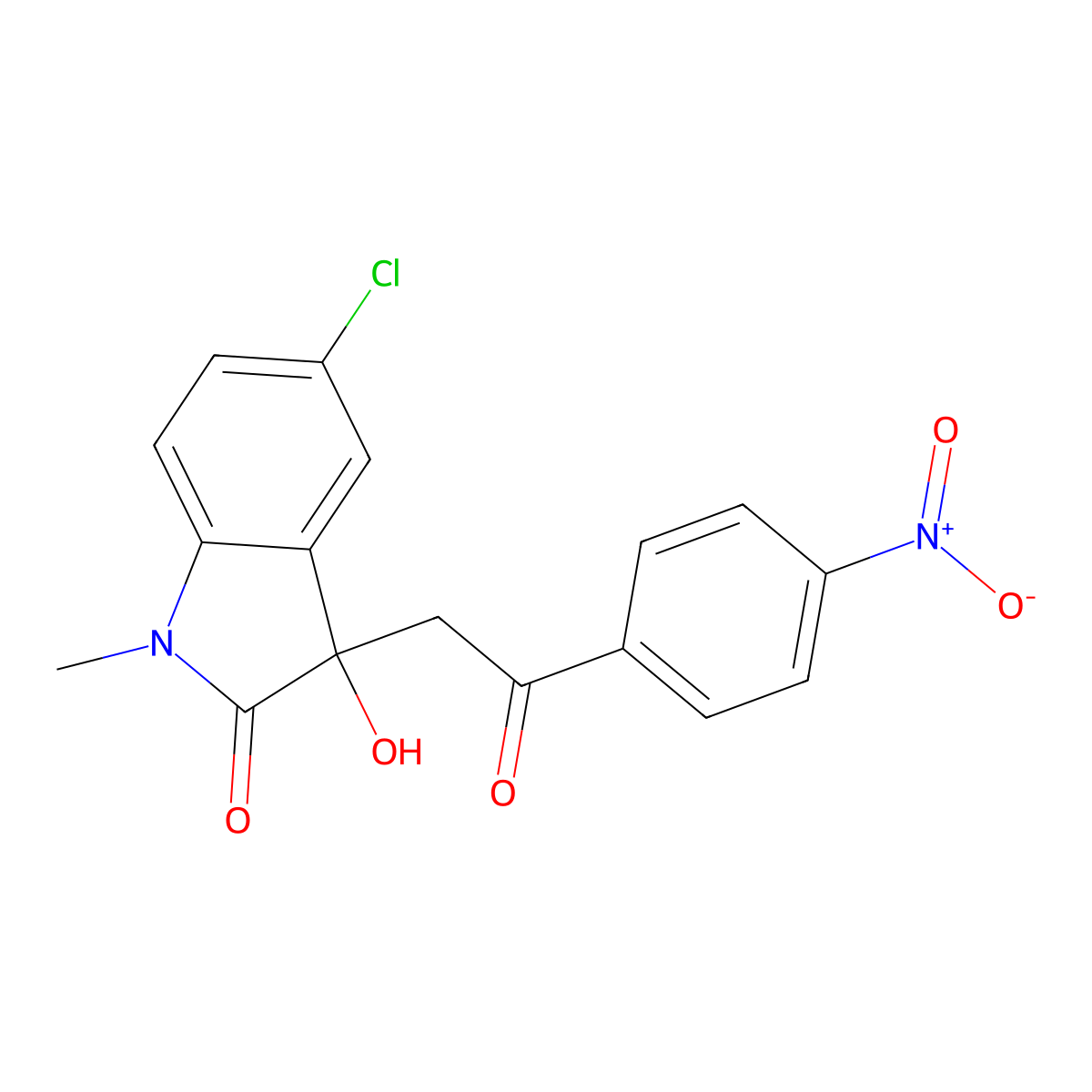 5-Chloro-3-hydroxy-1-methyl-3-[2-(4-nitrophenyl)-2-oxoethyl]indol-2-one molecular structure, CAS 690227-17-9