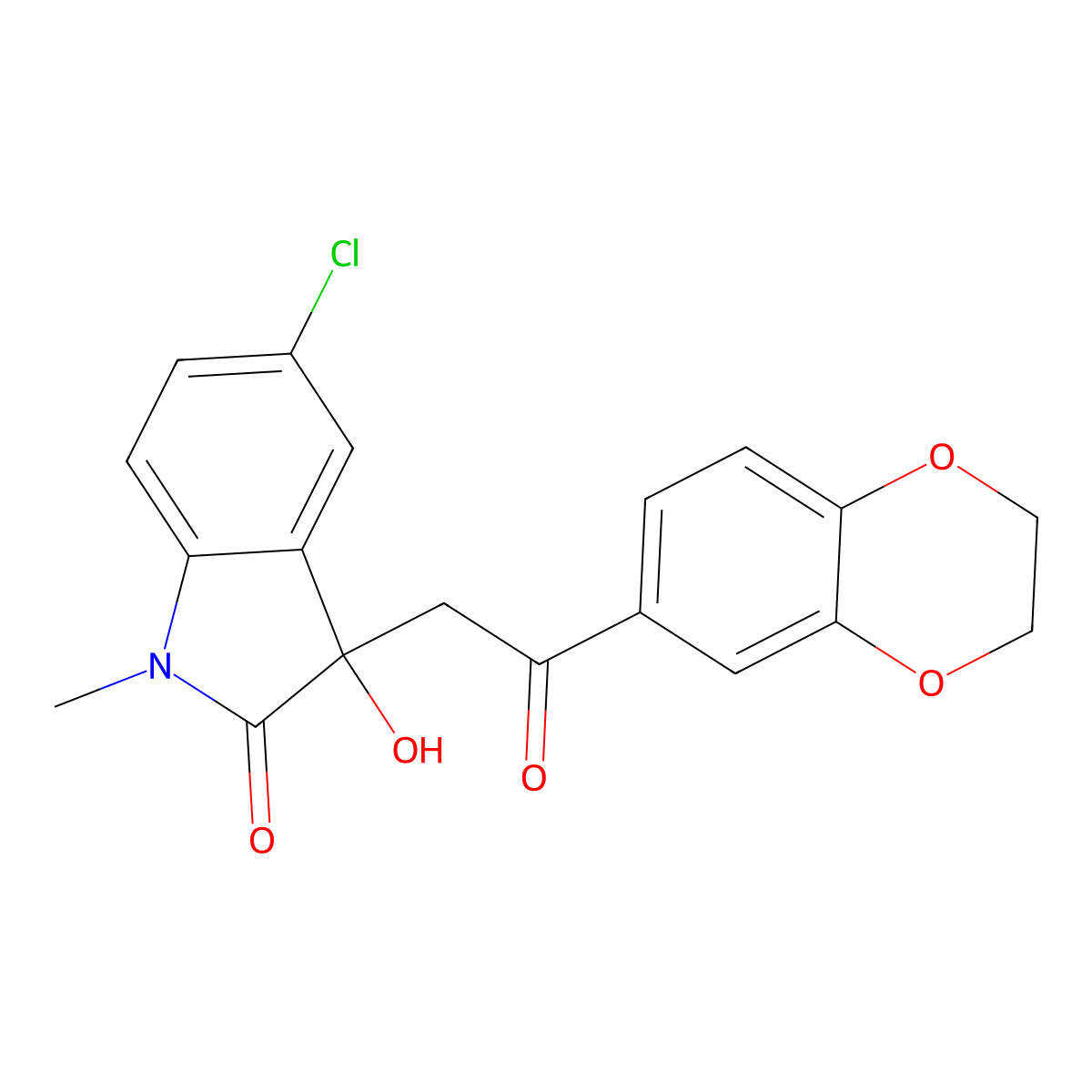 5-chloro-3-[2-(2,3-dihydro-1,4-benzodioxin-6-yl)-2-oxoethyl]-3-hydroxy-1-methyl-1,3-dihydro-2H-indol-2-one molecular structure, CAS 690227-18-0