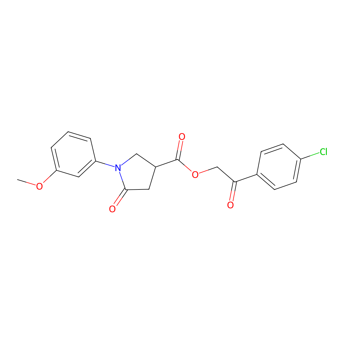 2-(4-Chlorophenyl)-2-oxoethyl 1-(3-methoxyphenyl)-5-oxo-3-pyrrolidinecarboxylate molecular structure, CAS 690227-95-3