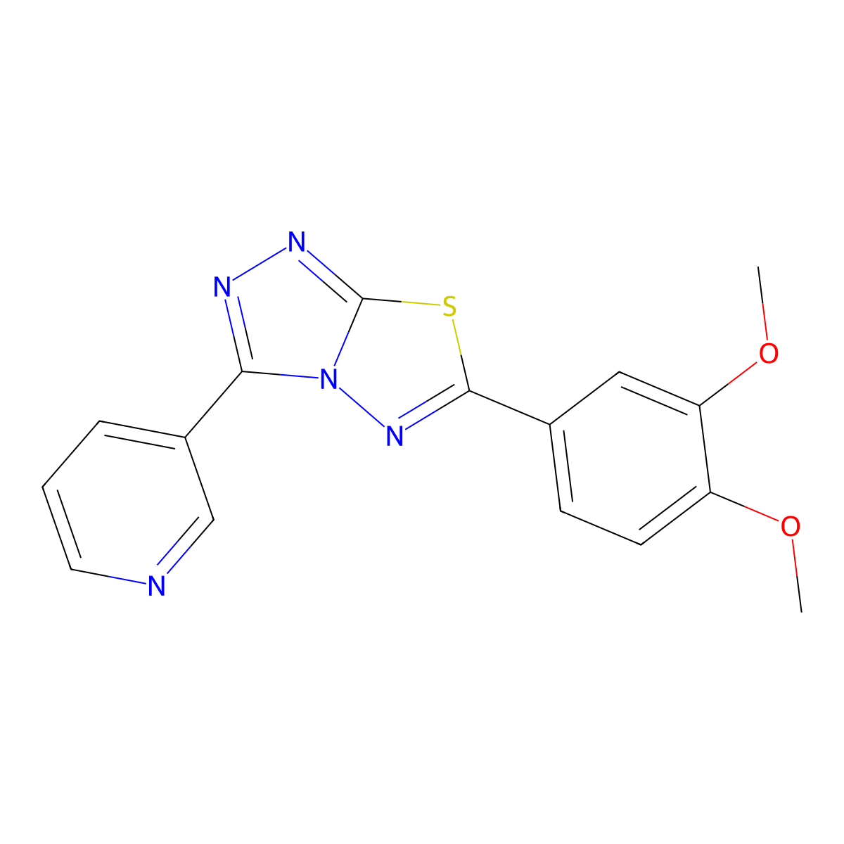 6-(3,4-Dimethoxyphenyl)-3-(3-pyridinyl)[1,2,4]triazolo[3,4-b][1,3,4]thiadiazole molecular structure, CAS 690228-91-2