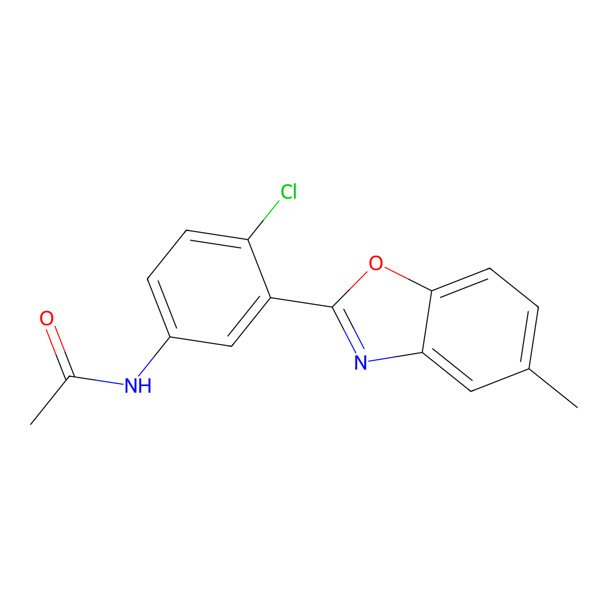 N-[4-chloro-3-(5-methyl-1,3-benzoxazol-2-yl)phenyl]acetamide molecular structure, CAS 690231-32-4