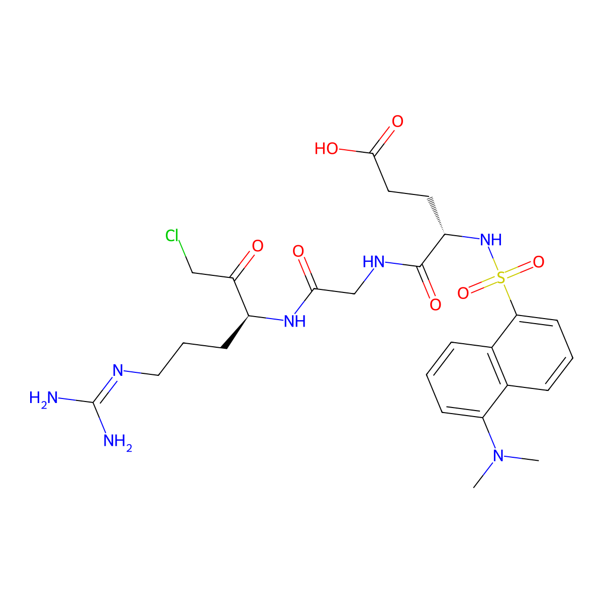 Dansylglutamyl-glycyl-arginine chloromethyl ketone molecular structure, CAS 69024-84-6