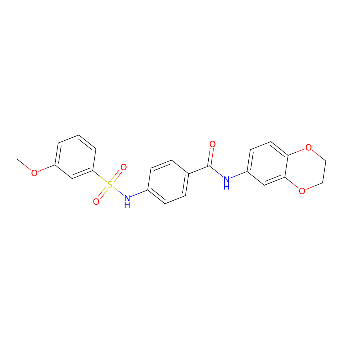 N-(2,3-dihydro-1,4-benzodioxin-6-yl)-4-{[(3-methoxyphenyl)sulfonyl]amino}benzamide molecular structure, CAS 690244-99-6