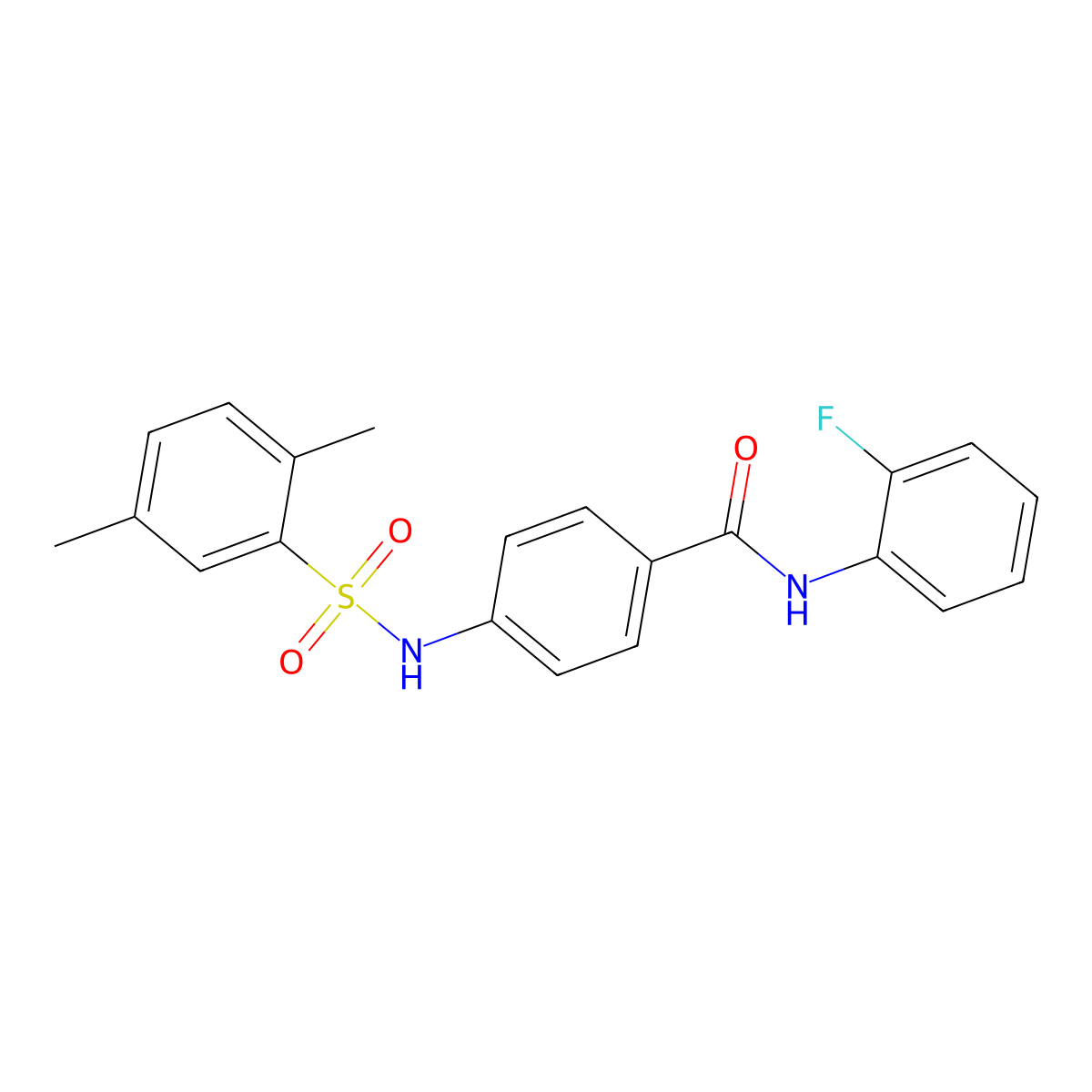 4-[(2,5-dimethylphenyl)sulfonylamino]-N-(2-fluorophenyl)benzamide molecular structure, CAS 690245-01-3