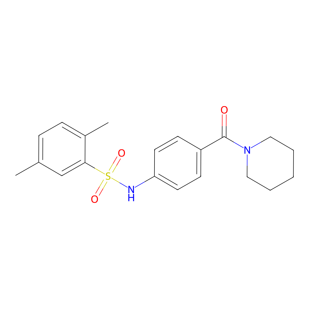 2,5-dimethyl-N-[4-(1-piperidinylcarbonyl)phenyl]benzenesulfonamide molecular structure, CAS 690245-03-5