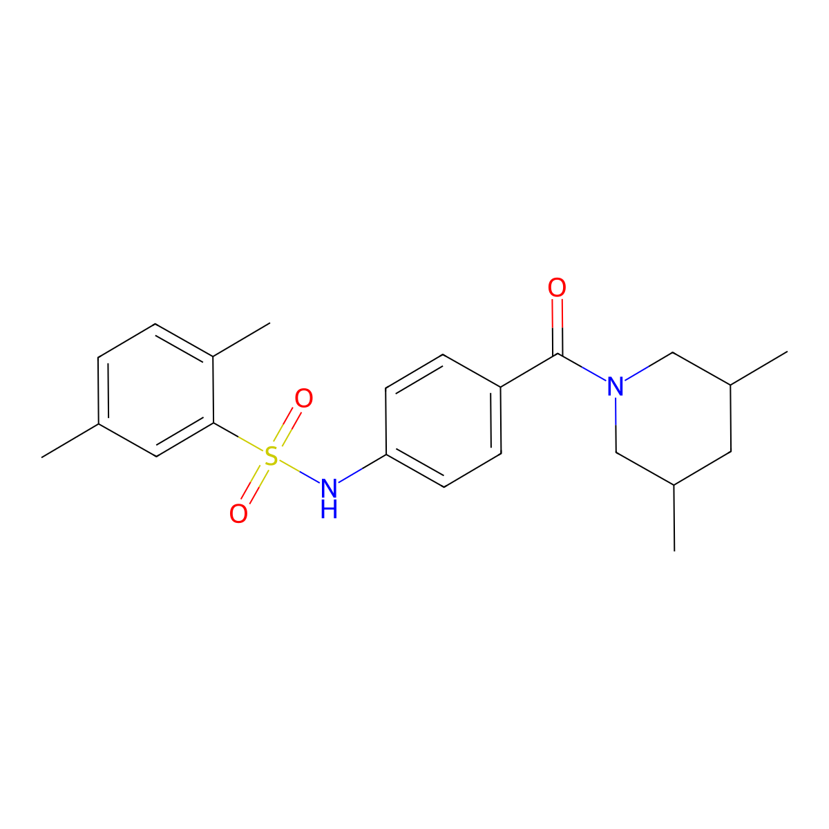 N-[4-(3,5-dimethylpiperidine-1-carbonyl)phenyl]-2,5-dimethylbenzenesulfonamide molecular structure, CAS 690245-04-6