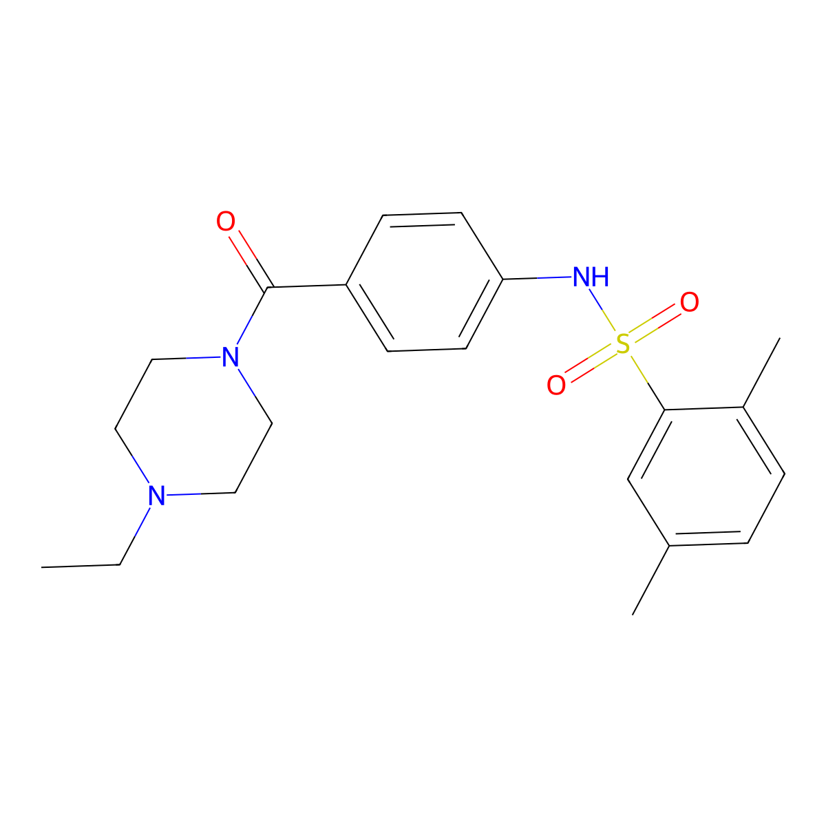 N-(4-(4-ethylpiperazine-1-carbonyl)phenyl)-2,5-dimethylbenzenesulfonamide molecular structure, CAS 690245-07-9