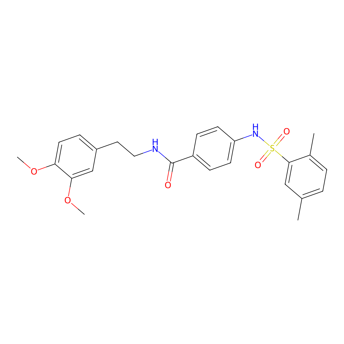 N-[2-(3,4-dimethoxyphenyl)ethyl]-4-[(2,5-dimethylphenyl)sulfonylamino]benzamide molecular structure, CAS 690245-08-0