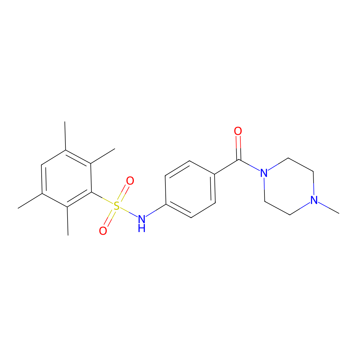 2,3,5,6-tetramethyl-N-(4-(4-methylpiperazine-1-carbonyl)phenyl)benzenesulfonamide molecular structure, CAS 690245-14-8