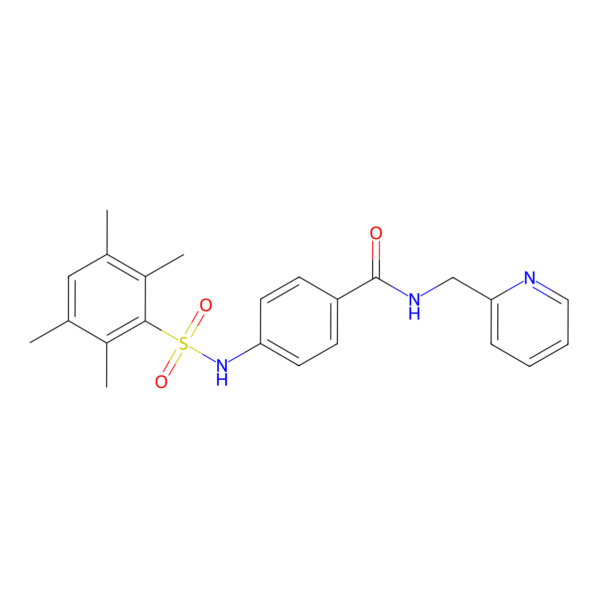 N-(2-pyridinylmethyl)-4-{[(2,3,5,6-tetramethylphenyl)sulfonyl]amino}benzamide molecular structure, CAS 690245-17-1