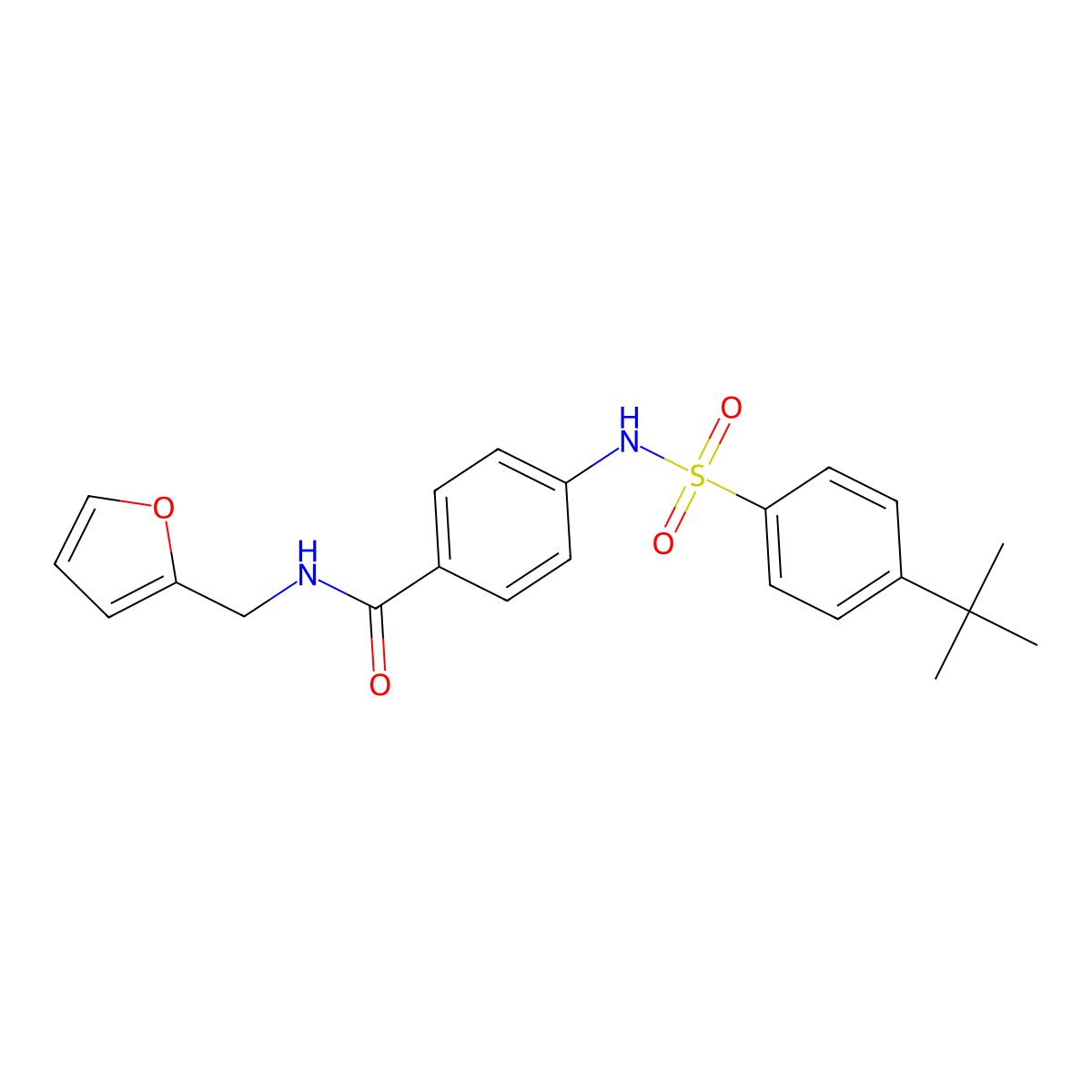 4-[(4-tert-butylphenyl)sulfonylamino]-N-(furan-2-ylmethyl)benzamide molecular structure, CAS 690245-18-2