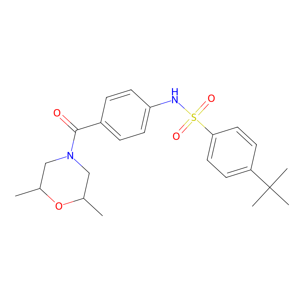 4-tert-butyl-N-[4-(2,6-dimethylmorpholine-4-carbonyl)phenyl]benzenesulfonamide molecular structure, CAS 690245-19-3