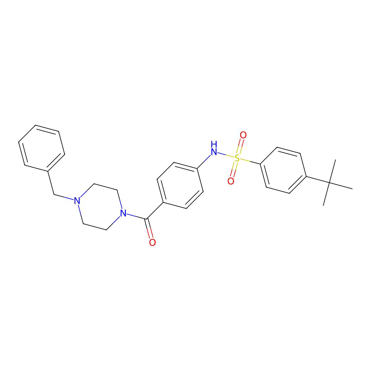 N-[4-(4-benzylpiperazine-1-carbonyl)phenyl]-4-tert-butylbenzenesulfonamide molecular structure, CAS 690245-20-6