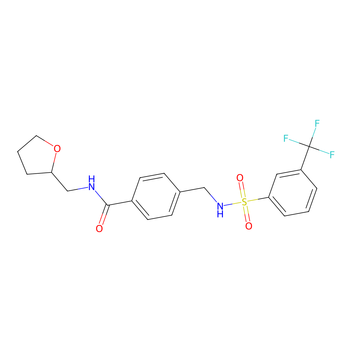 N-[(oxolan-2-yl)methyl]-4-{[3-(trifluoromethyl)benzenesulfonamido]methyl}benzamide molecular structure, CAS 690245-24-0