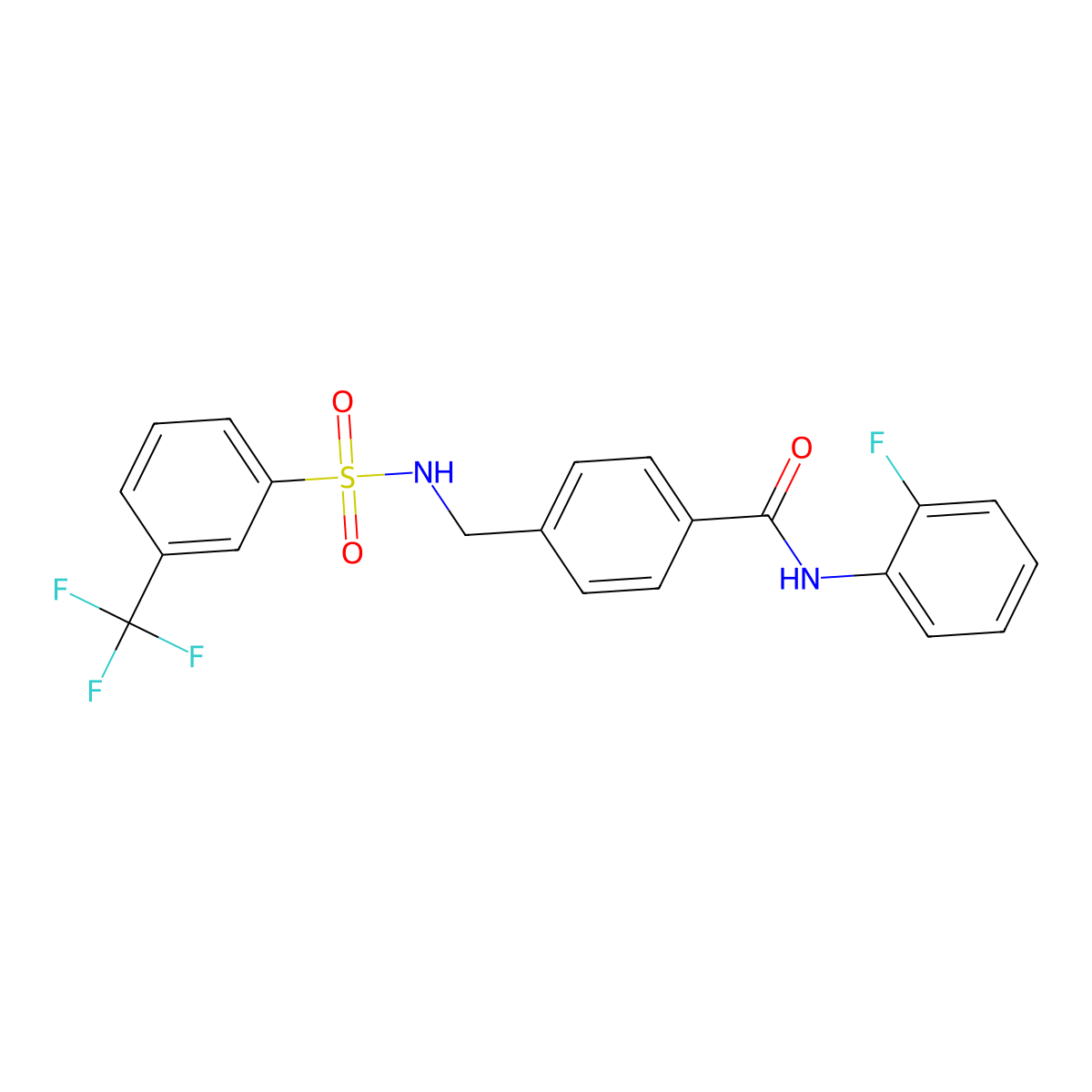 N-(2-fluorophenyl)-4-{[3-(trifluoromethyl)benzenesulfonamido]methyl}benzamide molecular structure, CAS 690245-25-1
