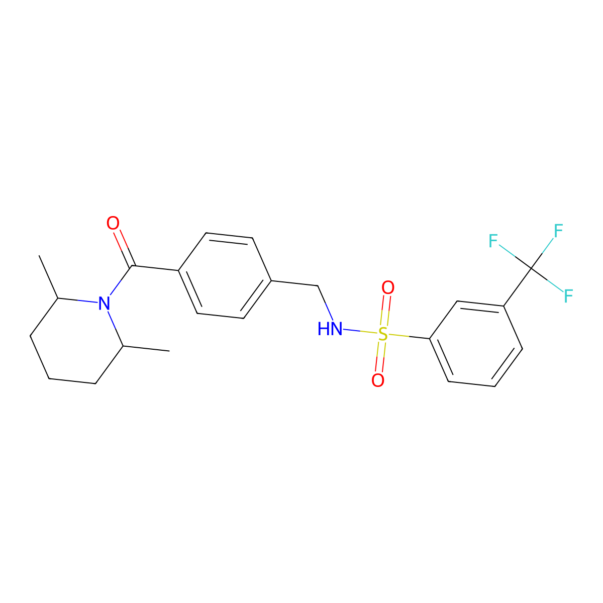N-(4-(2,6-dimethylpiperidine-1-carbonyl)benzyl)-3-(trifluoromethyl)benzenesulfonamide molecular structure, CAS 690245-28-4