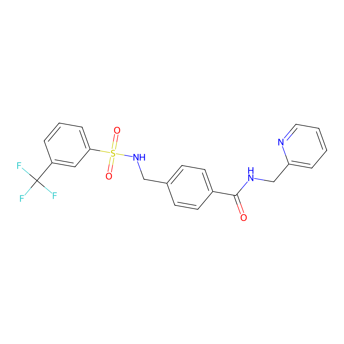 N-(2-pyridinylmethyl)-4-[({[3-(trifluoromethyl)phenyl]sulfonyl}amino)methyl]benzamide molecular structure, CAS 690245-35-3