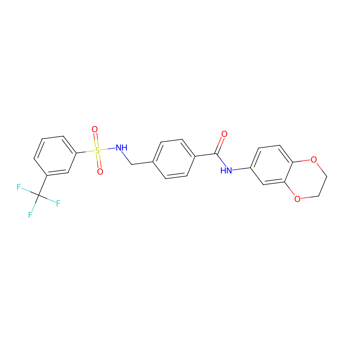 N-(2,3-dihydro-1,4-benzodioxin-6-yl)-4-[({[3-(trifluoromethyl)phenyl]sulfonyl}amino)methyl]benzamide molecular structure, CAS 690245-36-4