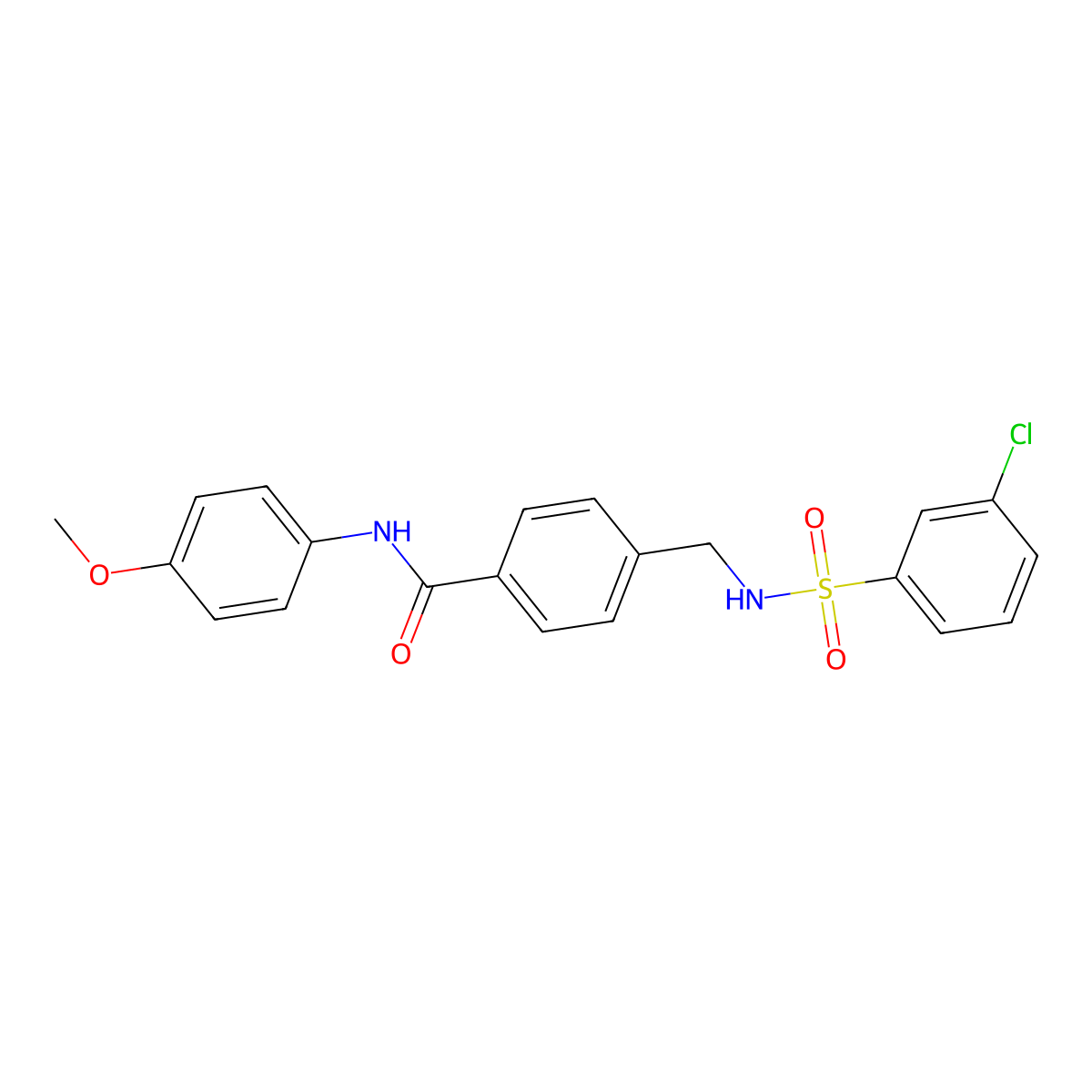 4-[[(3-chlorophenyl)sulfonylamino]methyl]-N-(4-methoxyphenyl)benzamide molecular structure, CAS 690245-38-6