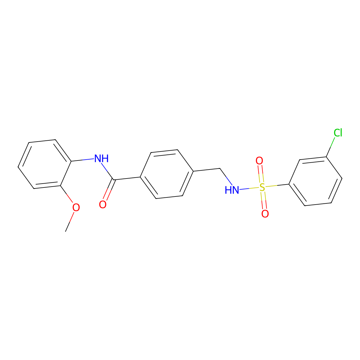 4-[[(3-chlorophenyl)sulfonylamino]methyl]-N-(2-methoxyphenyl)benzamide molecular structure, CAS 690245-39-7