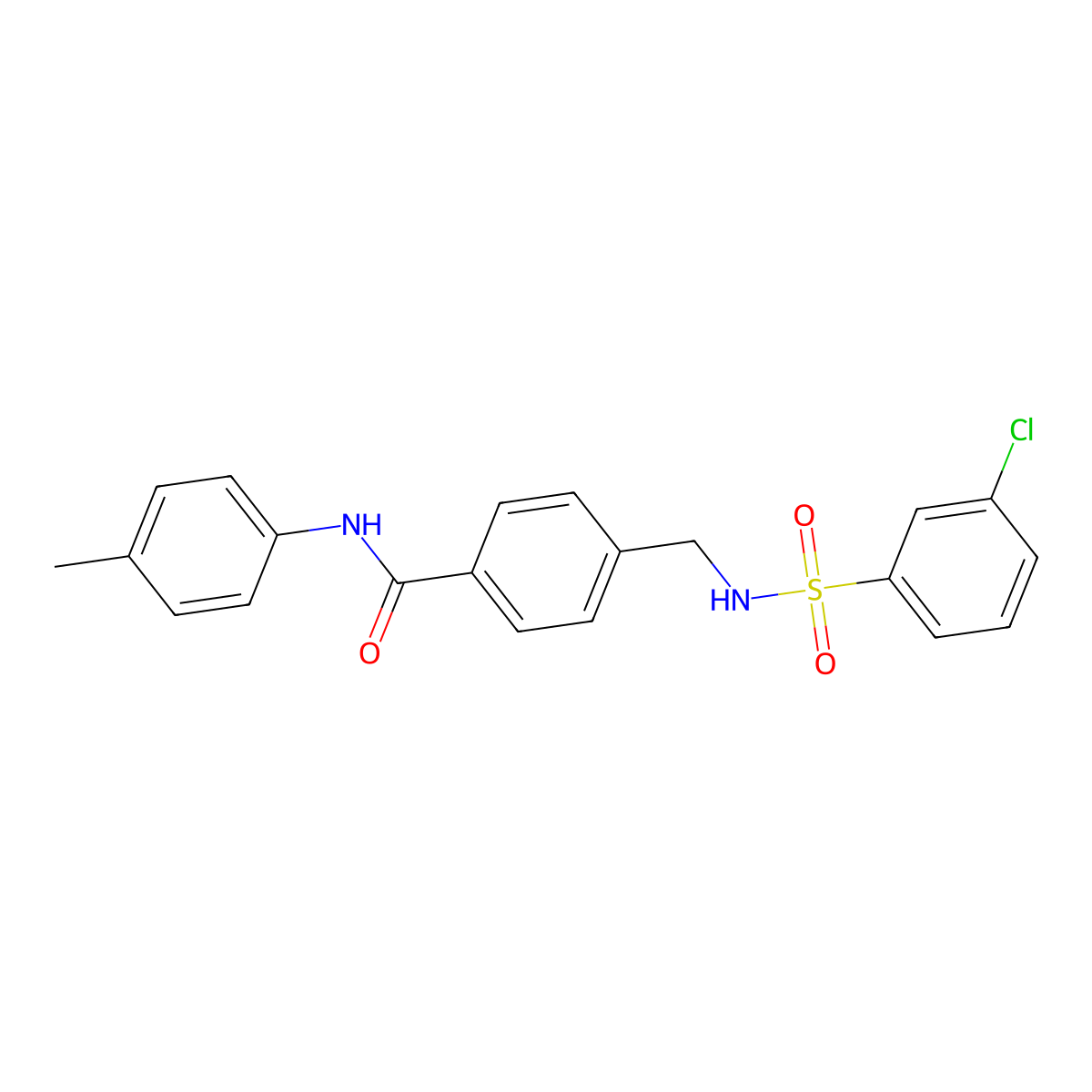 4-[[(3-chlorophenyl)sulfonylamino]methyl]-N-(4-methylphenyl)benzamide molecular structure, CAS 690245-40-0