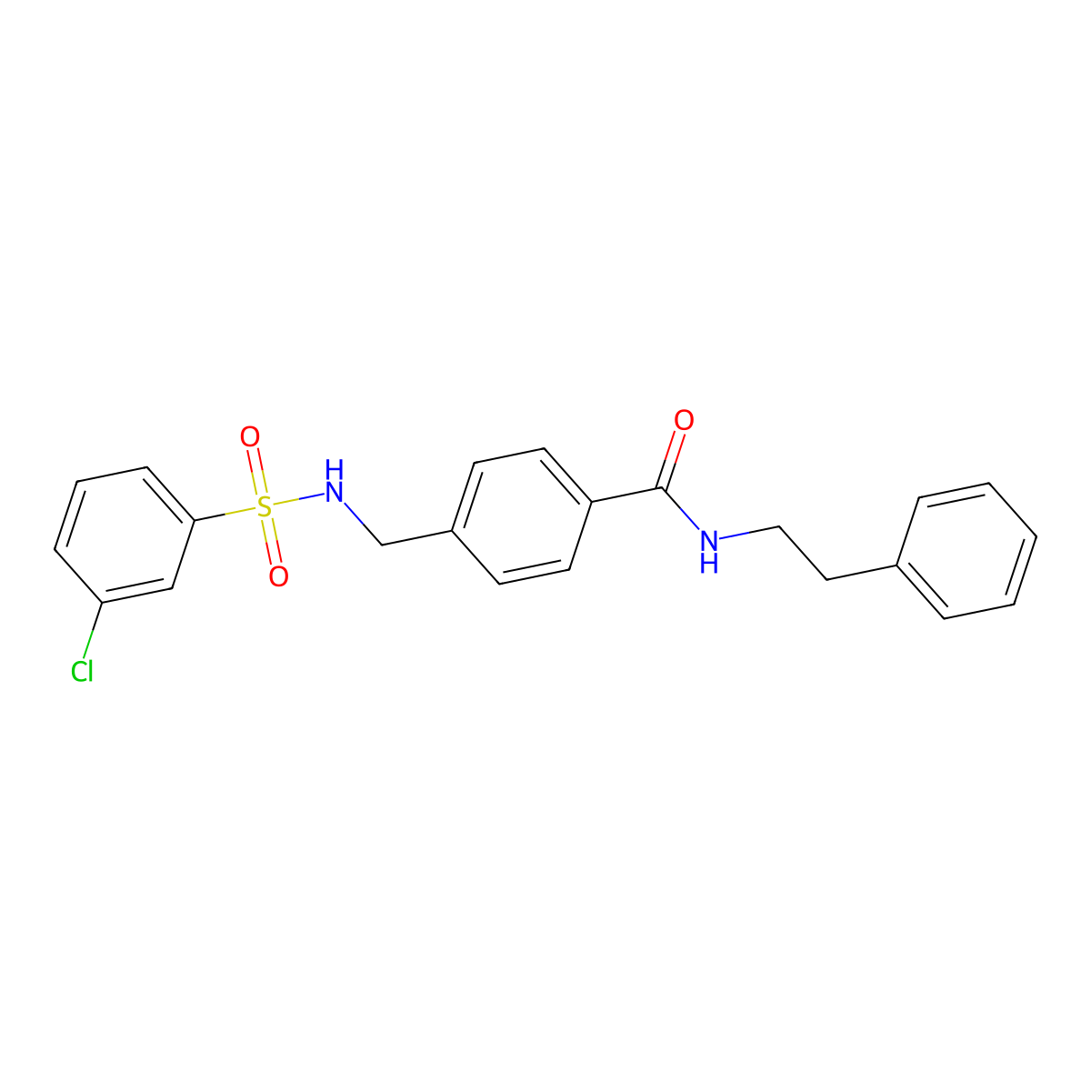 4-((3-chlorophenylsulfonamido)methyl)-N-phenethylbenzamide molecular structure, CAS 690245-41-1