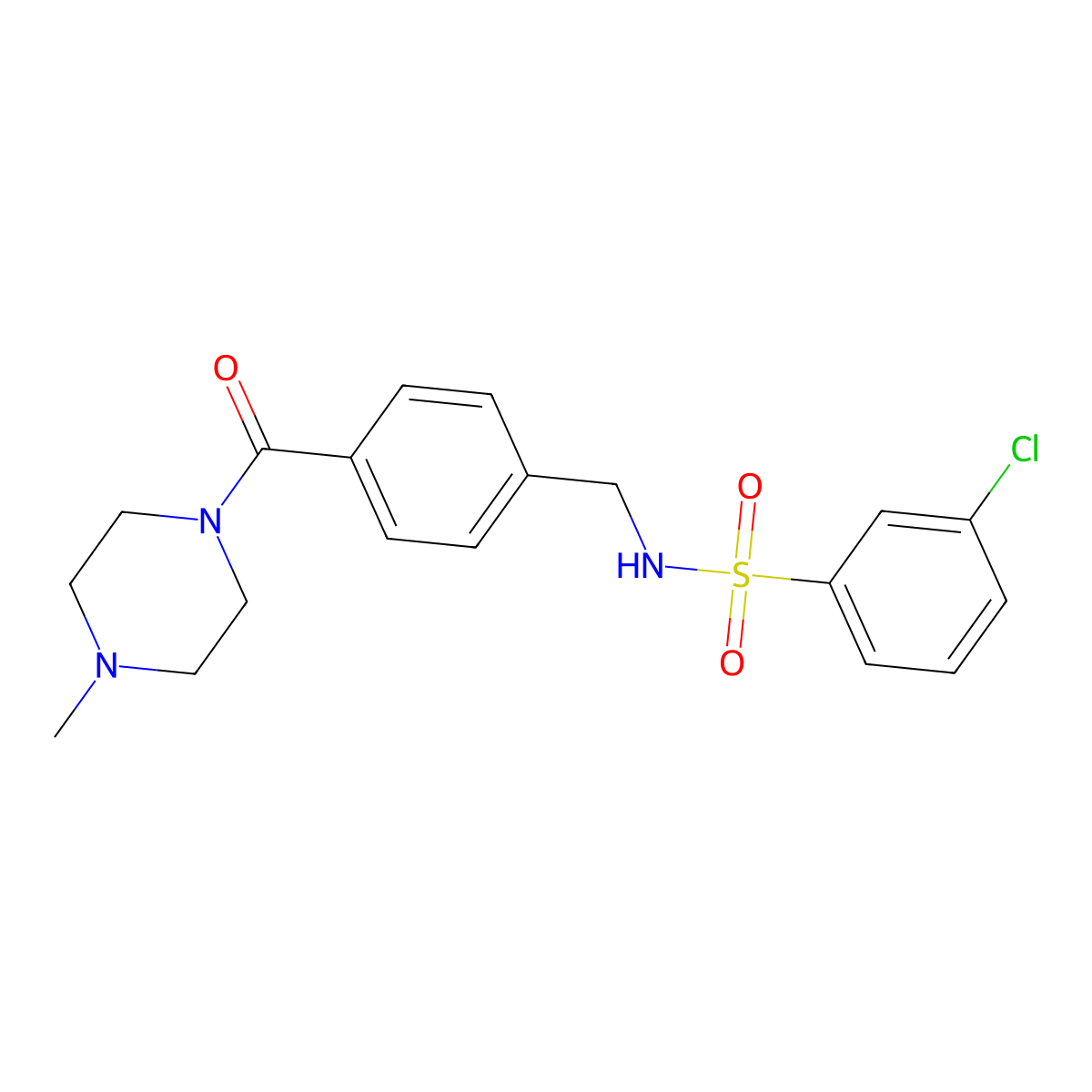 3-chloro-N-{[4-(4-methylpiperazine-1-carbonyl)phenyl]methyl}benzene-1-sulfonamide molecular structure, CAS 690245-48-8