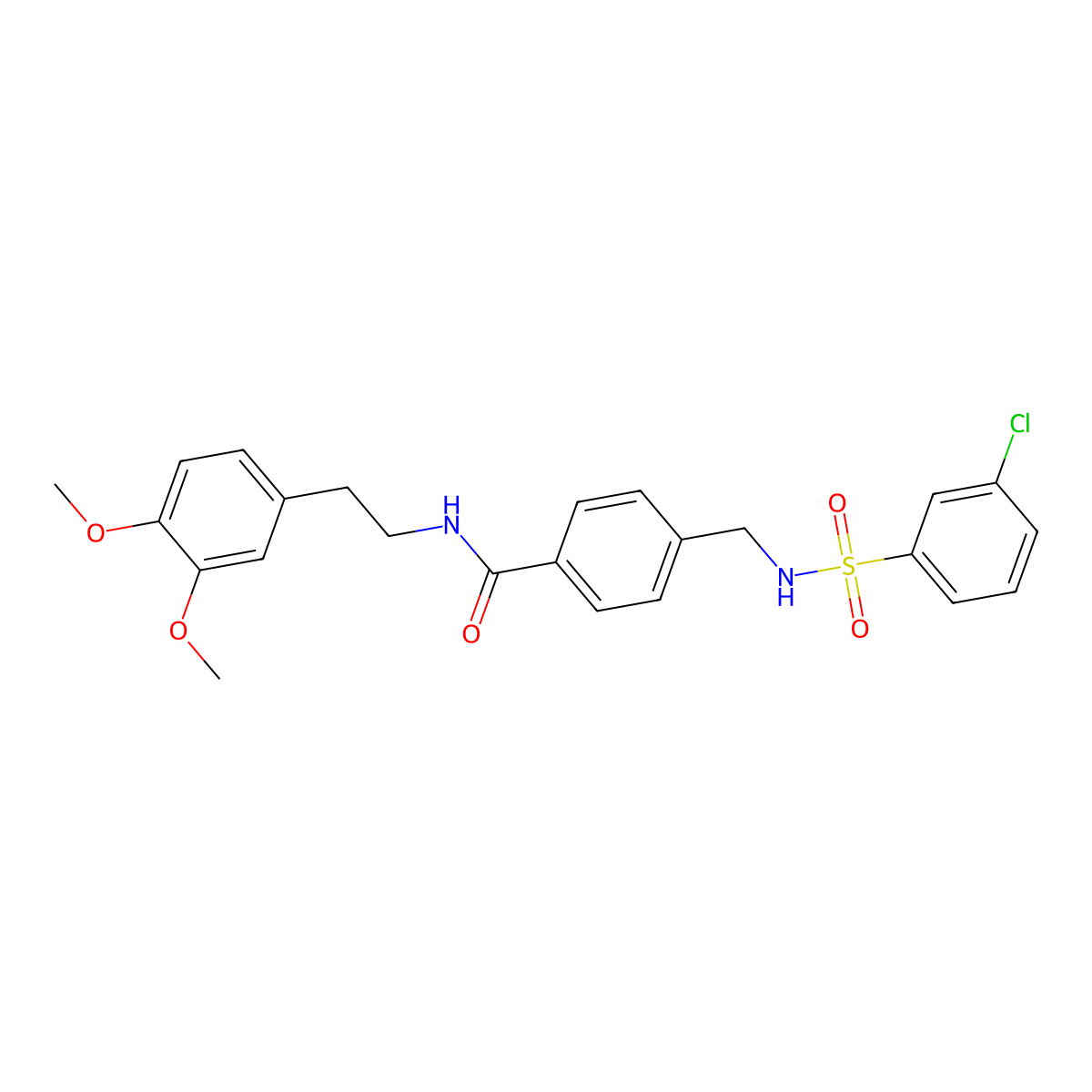 4-({[(3-chlorophenyl)sulfonyl]amino}methyl)-N-[2-(3,4-dimethoxyphenyl)ethyl]benzamide molecular structure, CAS 690245-51-3