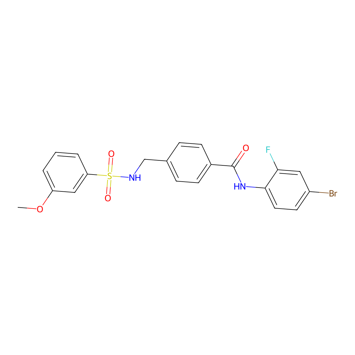 N-(4-bromo-2-fluorophenyl)-4-[[(3-methoxyphenyl)sulfonylamino]methyl]benzamide molecular structure, CAS 690245-56-8