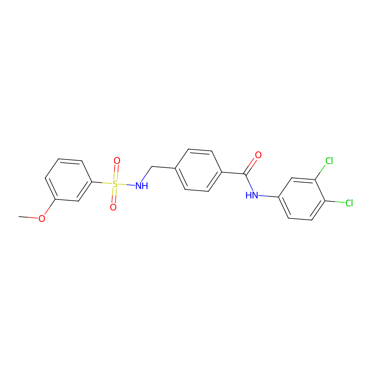 N-(3,4-dichlorophenyl)-4-({[(3-methoxyphenyl)sulfonyl]amino}methyl)benzamide molecular structure, CAS 690245-57-9