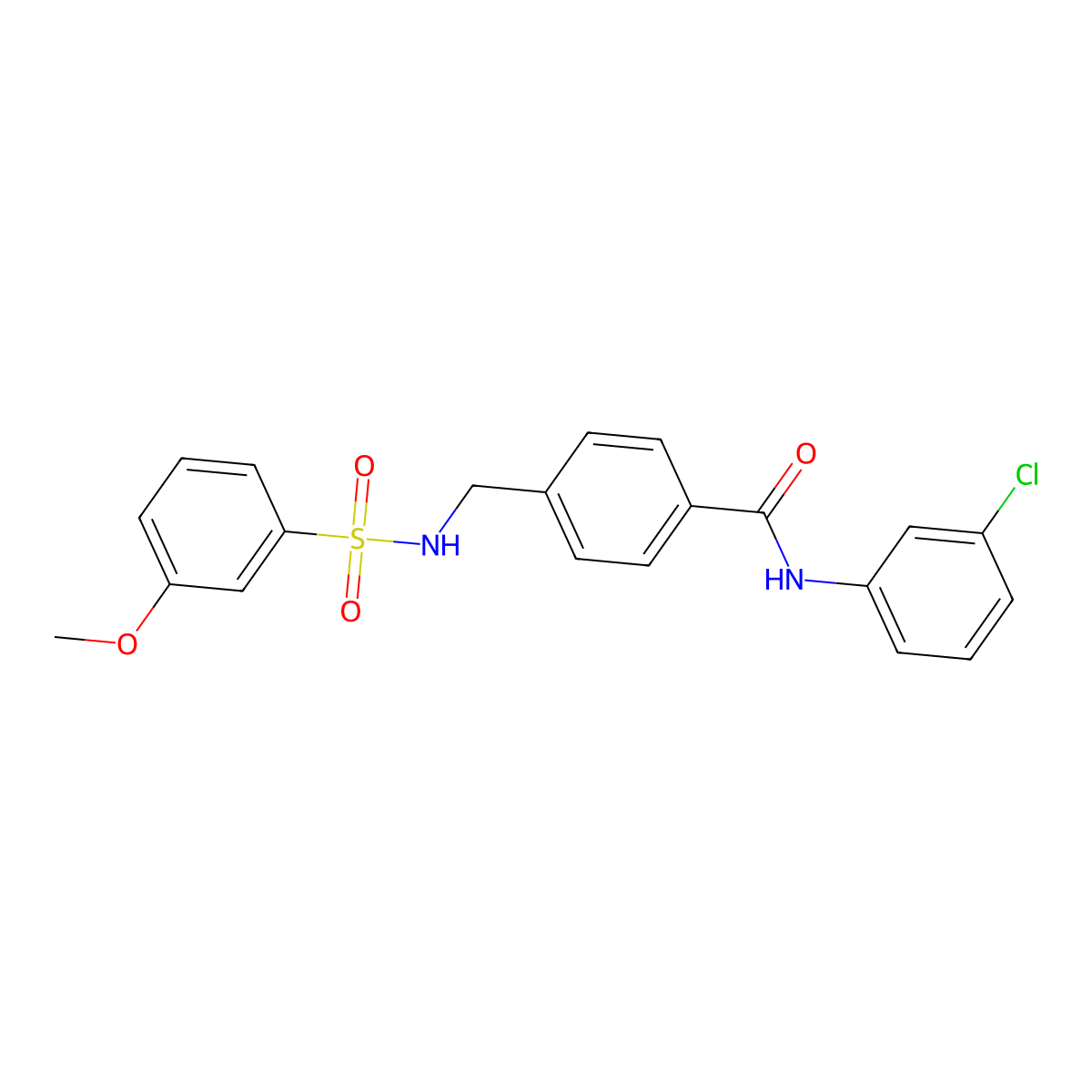 N-(3-chlorophenyl)-4-({[(3-methoxyphenyl)sulfonyl]amino}methyl)benzamide molecular structure, CAS 690245-58-0