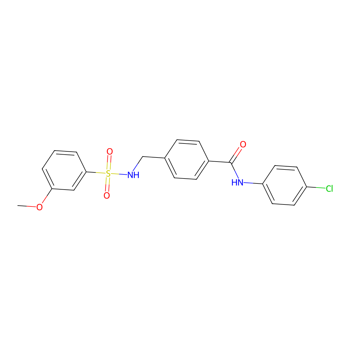 N-(4-chlorophenyl)-4-({[(3-methoxyphenyl)sulfonyl]amino}methyl)benzamide molecular structure, CAS 690245-59-1