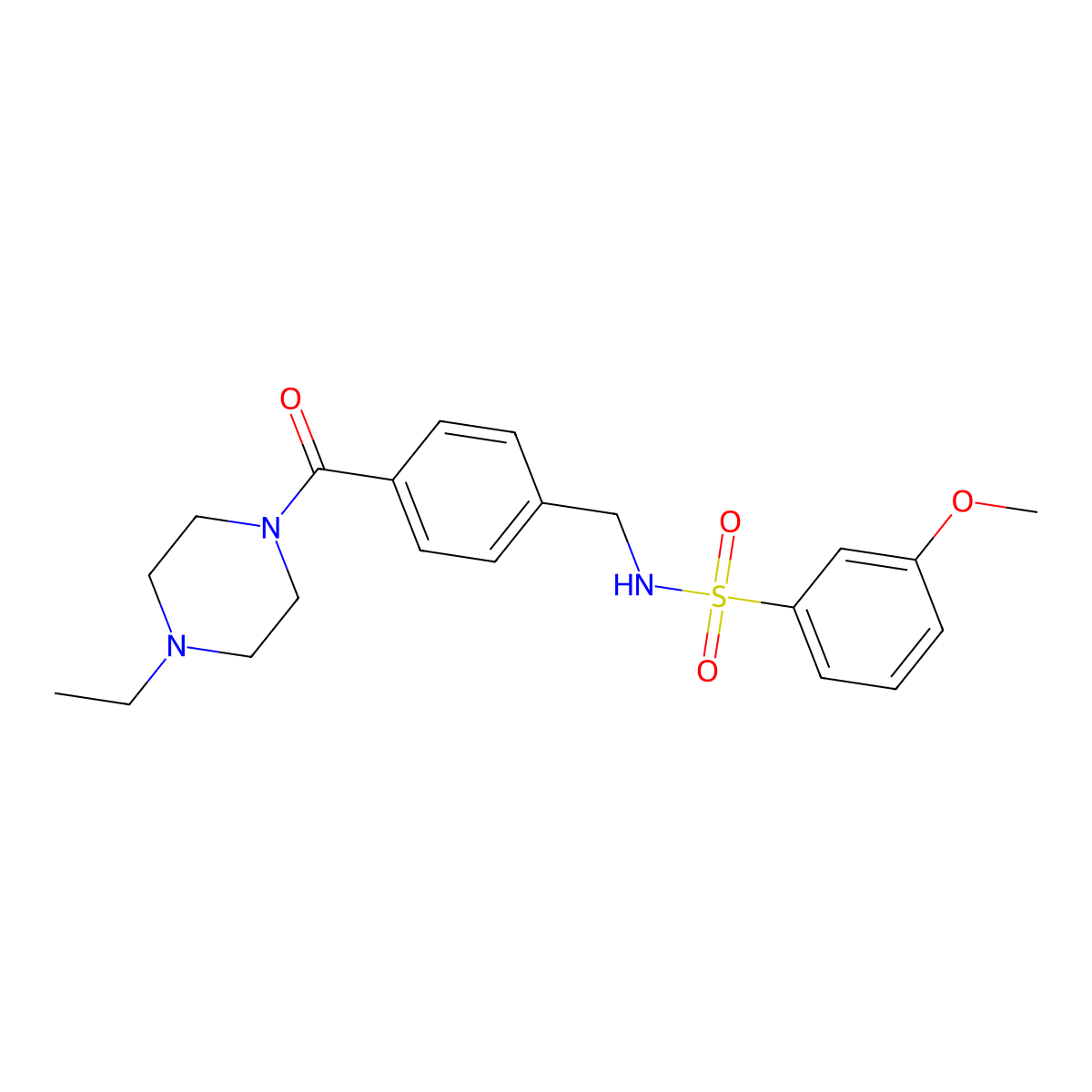 N-{[4-(4-ethylpiperazine-1-carbonyl)phenyl]methyl}-3-methoxybenzene-1-sulfonamide molecular structure, CAS 690245-62-6