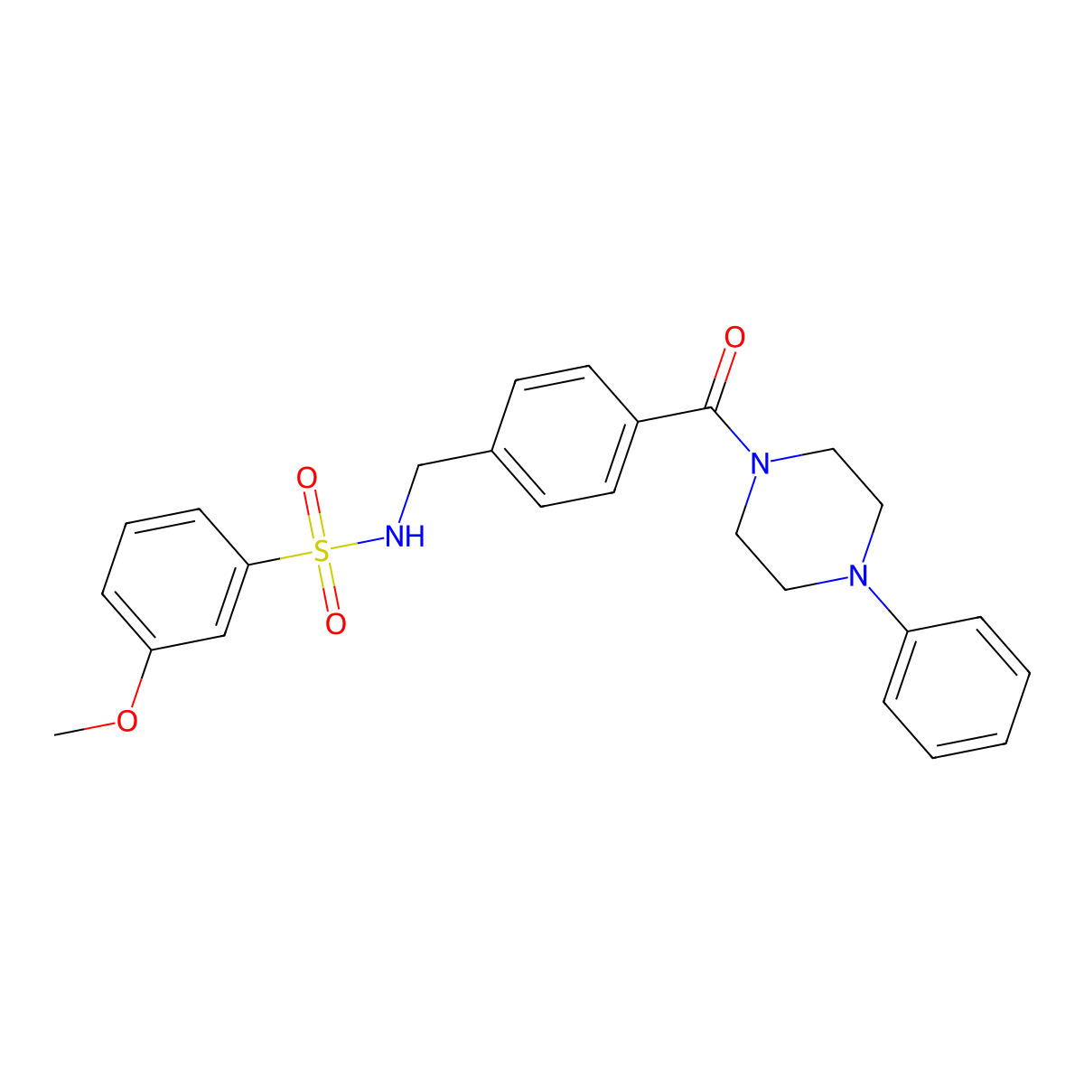 3-methoxy-N-(4-(4-phenylpiperazine-1-carbonyl)benzyl)benzenesulfonamide molecular structure, CAS 690245-63-7