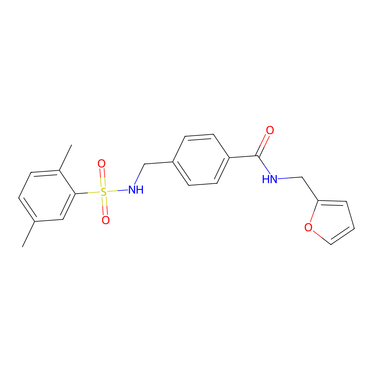 4-({[(2,5-dimethylphenyl)sulfonyl]amino}methyl)-N-(2-furylmethyl)benzamide molecular structure, CAS 690245-67-1
