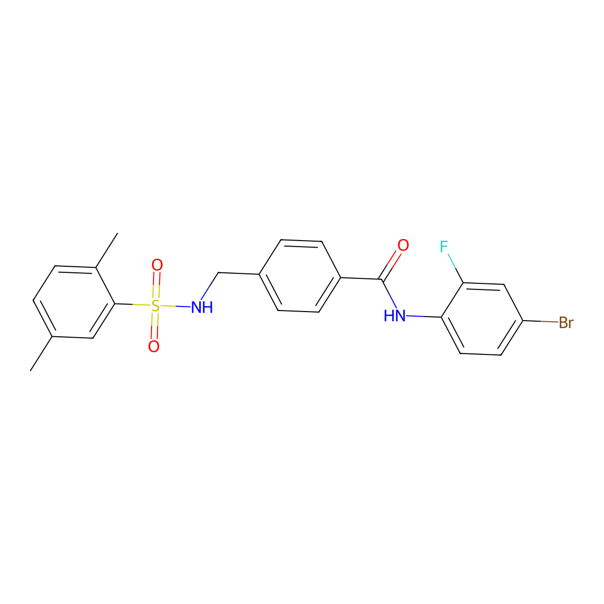 N-(4-bromo-2-fluorophenyl)-4-[[(2,5-dimethylphenyl)sulfonylamino]methyl]benzamide molecular structure, CAS 690245-68-2