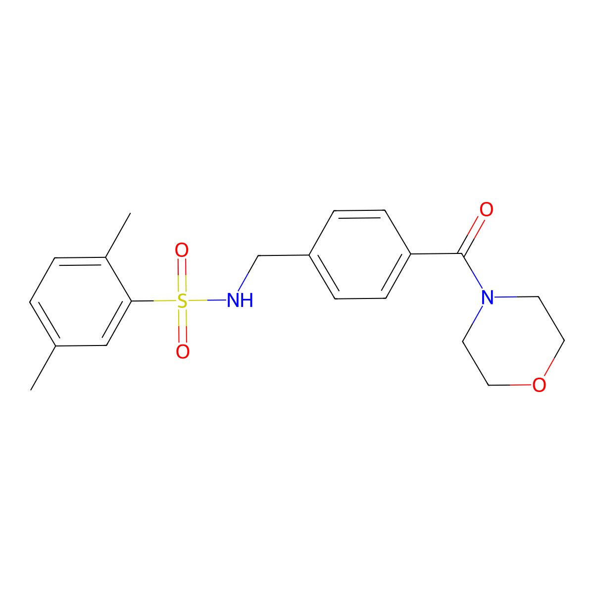 2,5-dimethyl-N-[4-(4-morpholinylcarbonyl)benzyl]benzenesulfonamide molecular structure, CAS 690245-71-7