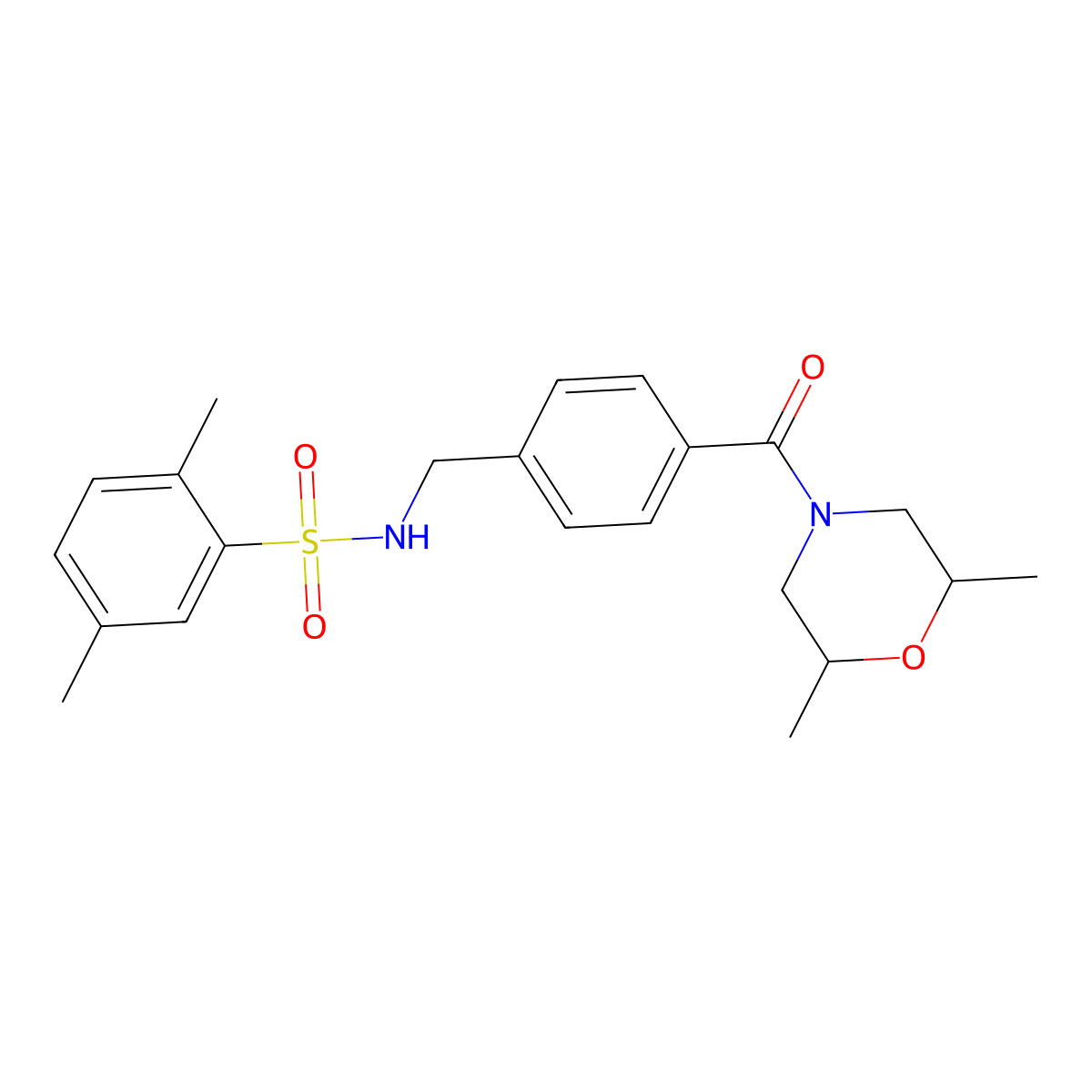 N-{4-[(2,6-dimethyl-4-morpholinyl)carbonyl]benzyl}-2,5-dimethylbenzenesulfonamide molecular structure, CAS 690245-72-8