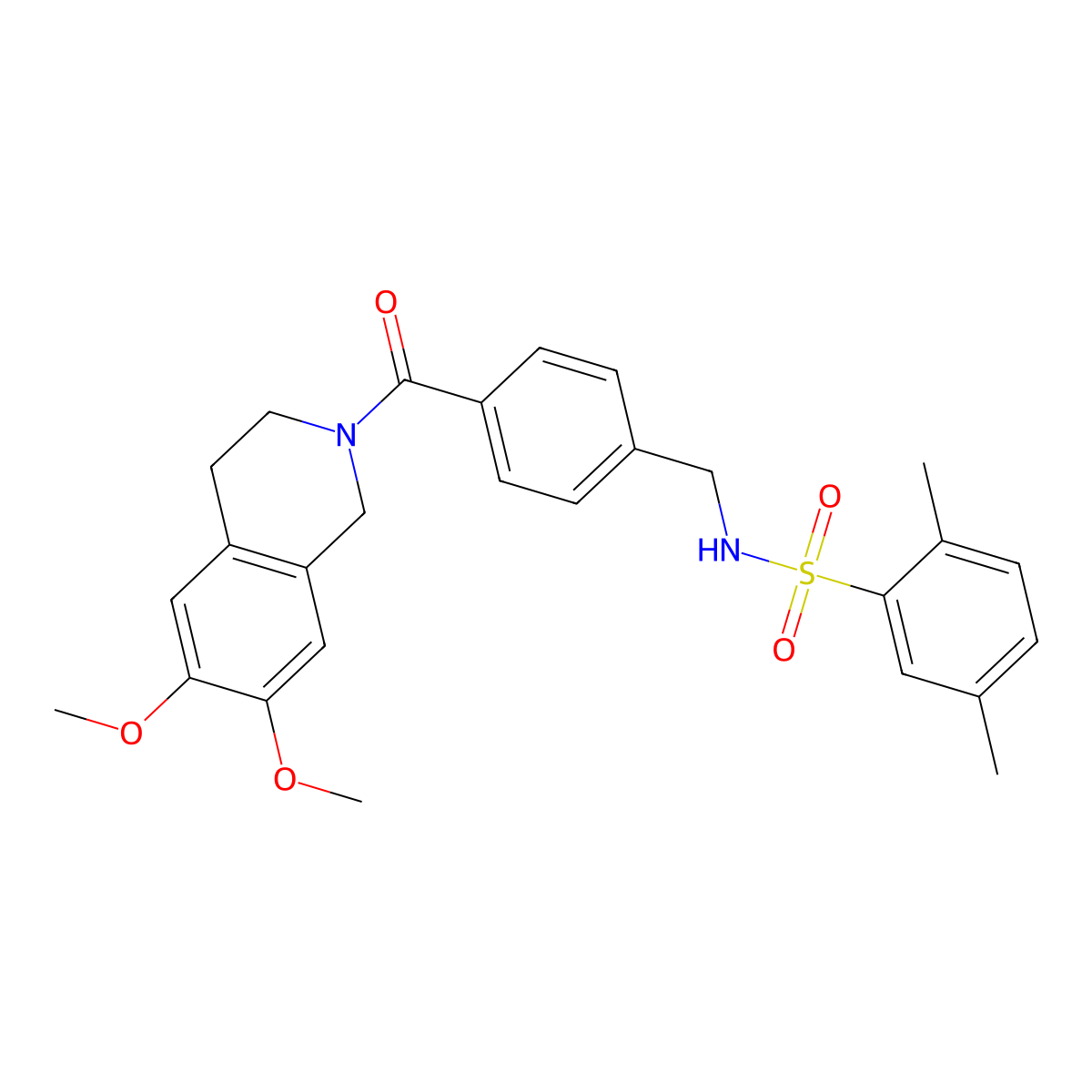 N-[[4-(6,7-dimethoxy-3,4-dihydro-1H-isoquinoline-2-carbonyl)phenyl]methyl]-2,5-dimethylbenzenesulfonamide molecular structure, CAS 690245-76-2
