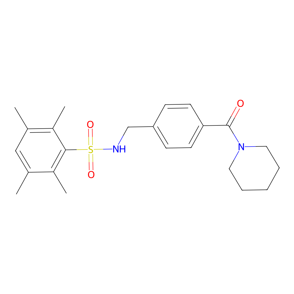 2,3,5,6-tetramethyl-N-[4-(1-piperidinylcarbonyl)benzyl]benzenesulfonamide molecular structure, CAS 690245-85-3