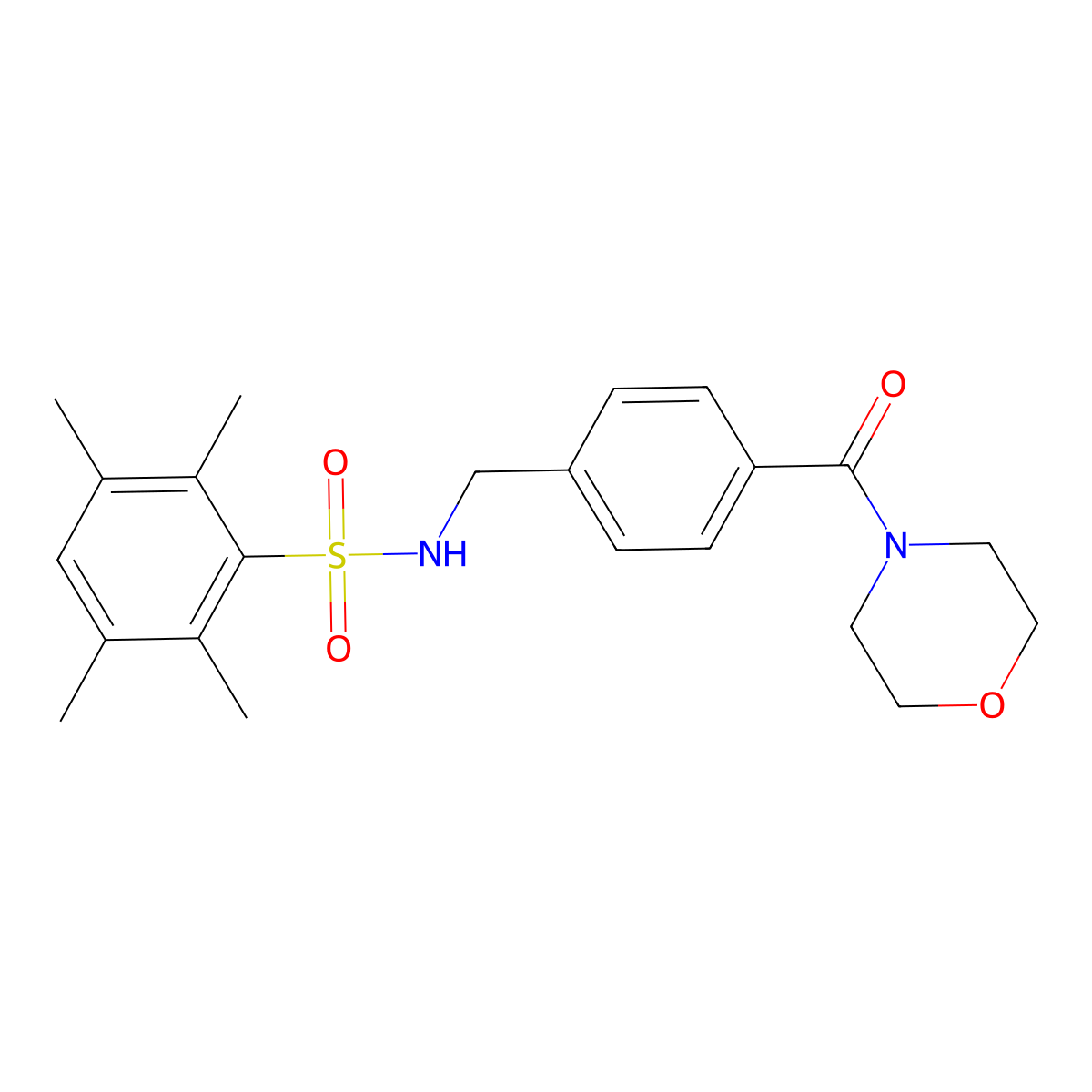 2,3,5,6-tetramethyl-N-[4-(4-morpholinylcarbonyl)benzyl]benzenesulfonamide molecular structure, CAS 690245-86-4