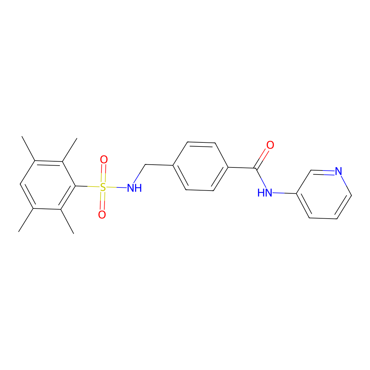 N-(pyridin-3-yl)-4-[(2,3,5,6-tetramethylbenzenesulfonamido)methyl]benzamide molecular structure, CAS 690245-90-0