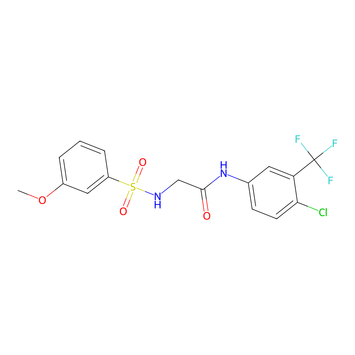 N-[4-chloro-3-(trifluoromethyl)phenyl]-2-[(3-methoxyphenyl)sulfonylamino]acetamide molecular structure, CAS 690245-95-5
