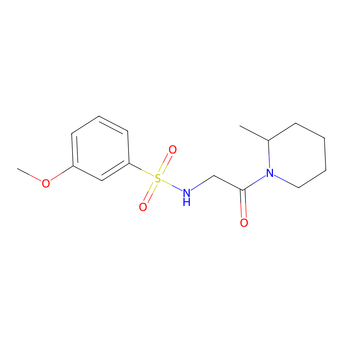 3-methoxy-N-[2-(2-methylpiperidin-1-yl)-2-oxoethyl]benzenesulfonamide molecular structure, CAS 690246-00-5